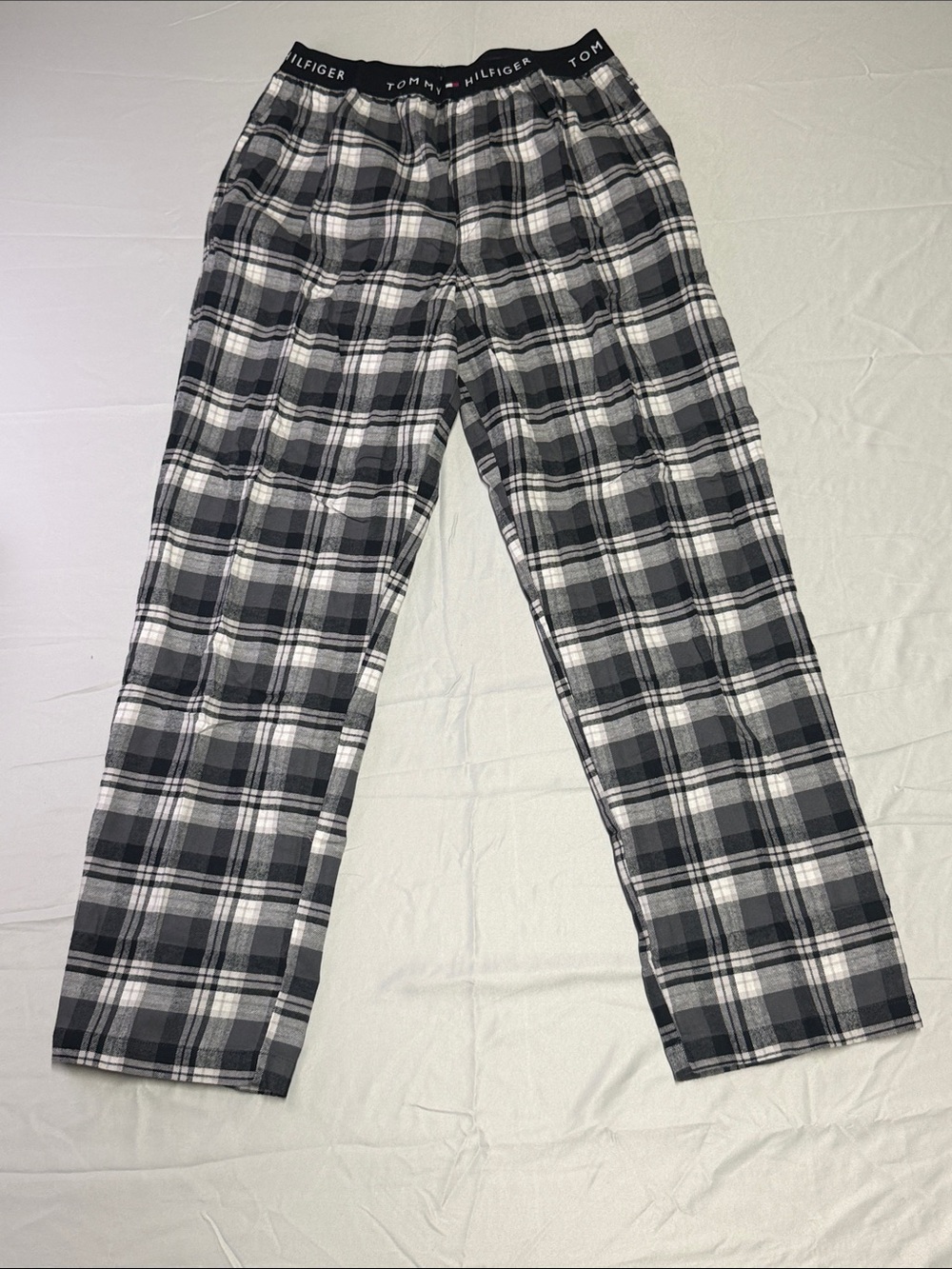 Tommy Hilfiger Men’s Black & White Plaid Lounge Pants - Medium